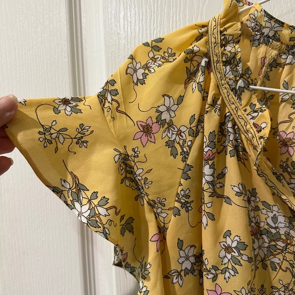 Max Studio Yellow and Pink Floral Ditsy Ruffle Top - Picture 2 of 7